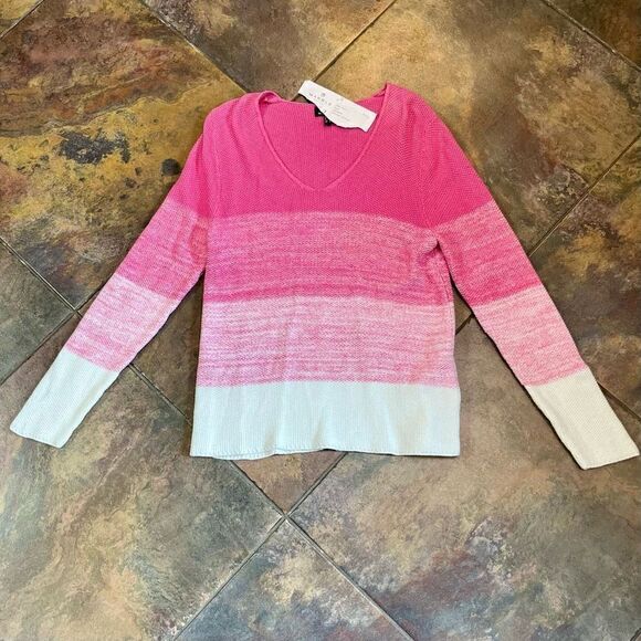 NWT Marble Ombre Color Block V-neck Sweater Small - Picture 3 of 11